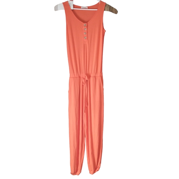 Zenana Sleeveless Jogger Jumpsuit Neon Orange Women's Size Small - Picture 2 of 6